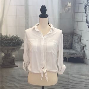NWT Sim & Sam Button Down top with waist tie